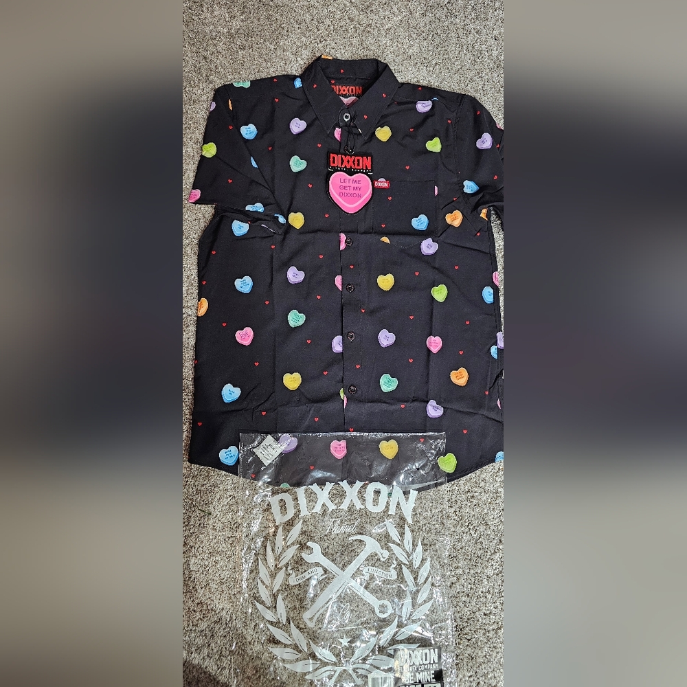 NWT DIXXON Be Mine Black Button-Down Party Shirt